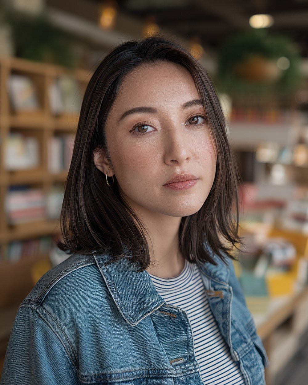 Natürliches flaches asiatisches Haar mit leichtem Schicht und Seitenteil für mühelose Form