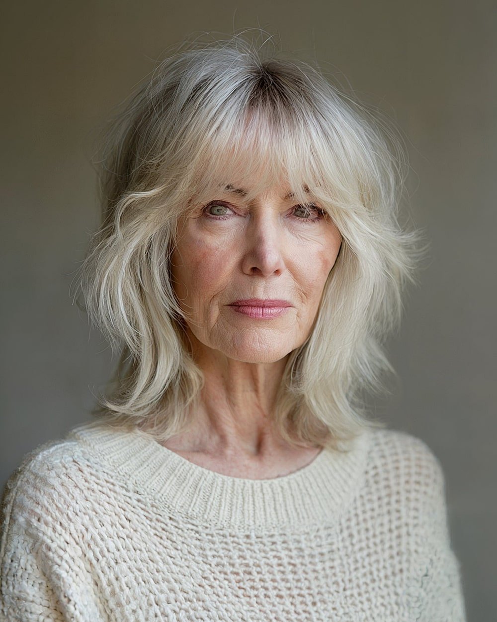 Wispelle Medium Shag Haircut mit Wispy Fringe für Frauen über 70